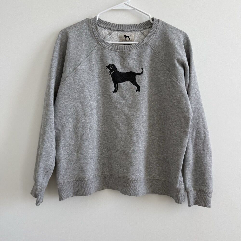 The Black Dog Gray Crewneck Pullover Sweatshirt Embroidered Dog Lounge Sz Small